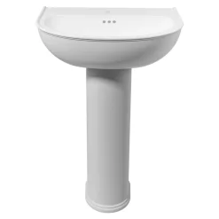 GoodHome Ensemble lavabo et colonne en céramique blanc Endell