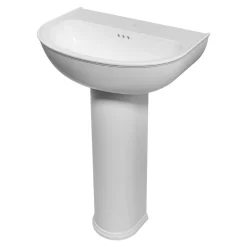 GoodHome Ensemble lavabo et colonne en céramique blanc Endell