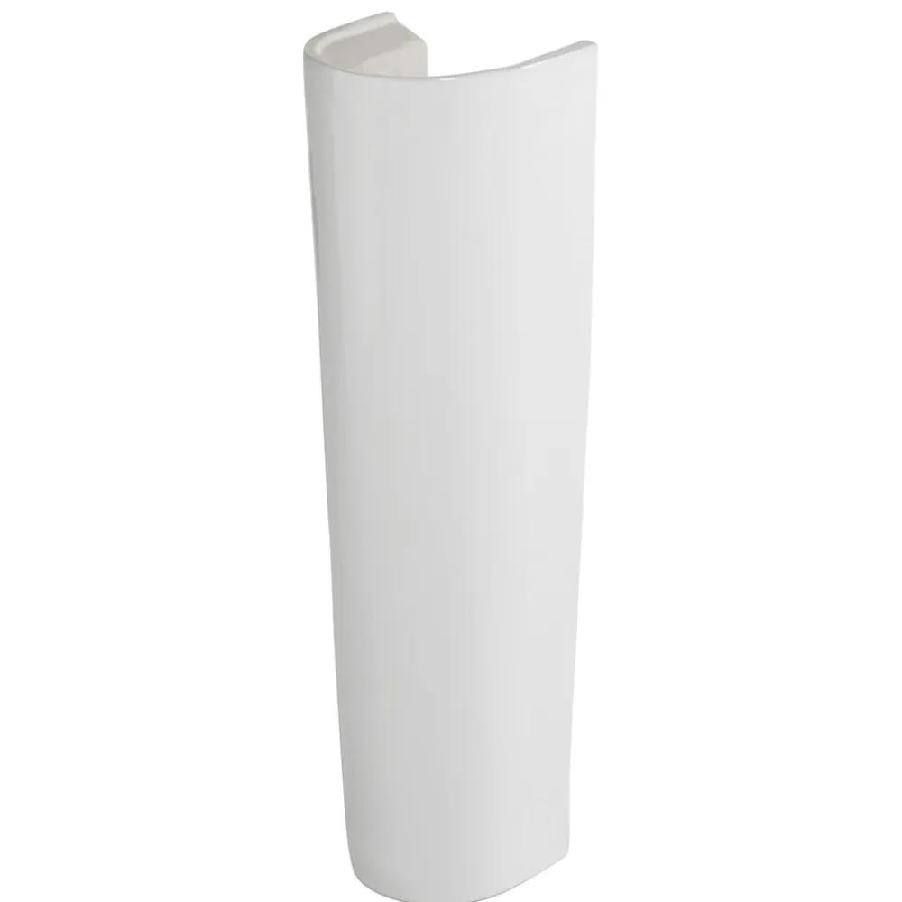 GoodHome Ensemble lavabo et colonne en céramique blanc Cavally