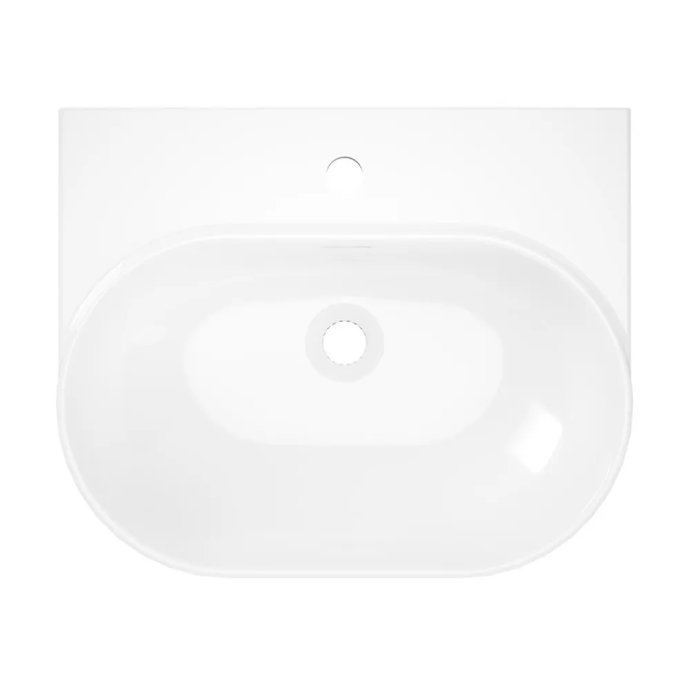 GoodHome Ensemble lavabo et colonne en céramique blanc Cavally
