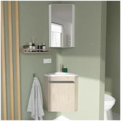 Lave-Mains|Mob-In Ensemble lave-mains angle suspendu SKINO avec robinet et armoire d'angle
