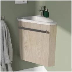 Lave-Mains|Mob-In Ensemble lave-mains angle suspendu SKINO avec robinet et armoire d'angle