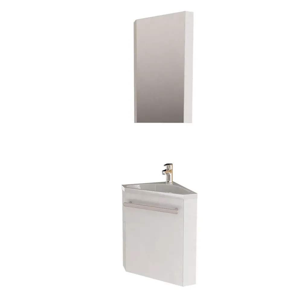 Lave-Mains|Mob-In Ensemble lave-mains angle suspendu SKINO avec robinet et armoire d'angle