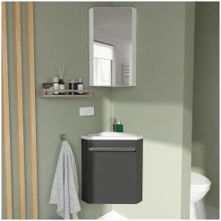 Lave-Mains|Mob-In Ensemble lave-mains angle suspendu SKINO avec robinet et armoire d'angle
