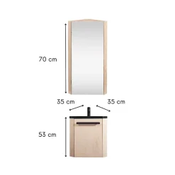 Mob-In Ensemble lave-mains angle SKINO avec robinet et armoire