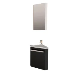 Lave-Mains|Mob-In Ensemble lave-mains d'angle SKINO + vasque + armoire de toilette