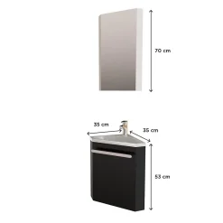 Lave-Mains|Mob-In Ensemble lave-mains d'angle SKINO + vasque + armoire de toilette