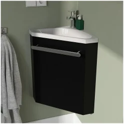Lave-Mains|Mob-In Ensemble lave-mains d'angle SKINO + vasque + armoire de toilette
