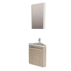 Mob-In Ensemble lave-mains d'angle SKINO + vasque + armoire de toilette