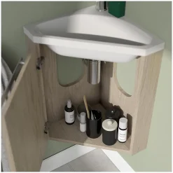 Mob-In Ensemble lave-mains d'angle SKINO + vasque + armoire de toilette