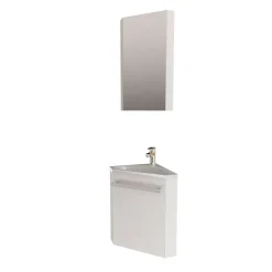 Mob-In Ensemble lave-mains d'angle SKINO + vasque + armoire de toilette