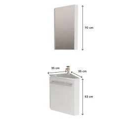 Mob-In Ensemble lave-mains d'angle SKINO + vasque + armoire de toilette