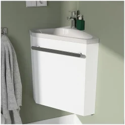 Mob-In Ensemble lave-mains d'angle SKINO + vasque + armoire de toilette