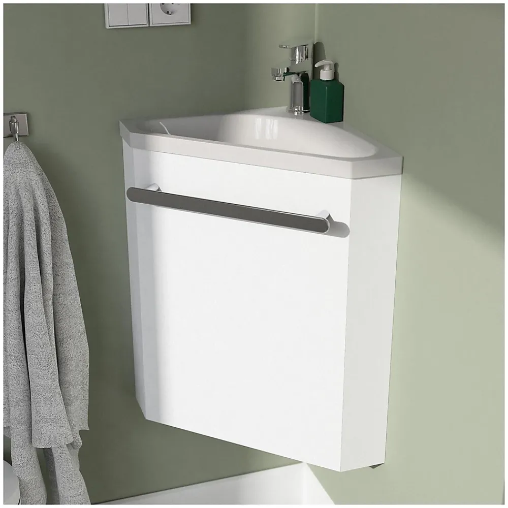 Mob-In Ensemble lave-mains d'angle SKINO + vasque + armoire de toilette