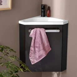 Mob-In Ensemble lave-mains d'angle suspendu SKINO avec robinet noir