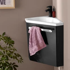 Mob-In Ensemble lave-mains d'angle suspendu SKINO avec robinet noir