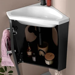 Mob-In Ensemble lave-mains d'angle suspendu SKINO avec robinet noir