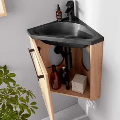 Lave-Mains|Mob-In Ensemble lave-mains d'angle suspendu SKINO avec robinet noir