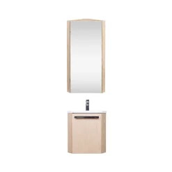 Mob-In Ensemble lave-mains d'angle SKINO suspendu avec armoire miroir