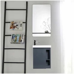 Lave-Mains|Mob-In Ensemble lave-mains HAMPTON avec robinet chromé et miroir