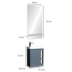 Lave-Mains|Mob-In Ensemble lave-mains HAMPTON avec robinet chromé et miroir