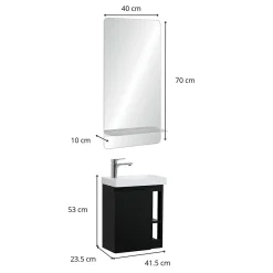 Lave-Mains|Mob-In Ensemble lave-mains HAMPTON avec rangement latéral et miroir tablette