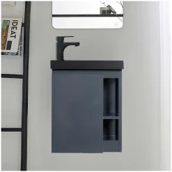 Lave-Mains|Mob-In Ensemble lave-mains HAMPTON avec rangement latéral et robinet noir