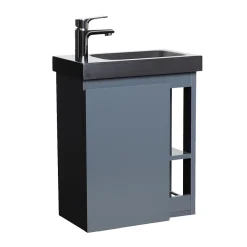 Lave-Mains|Mob-In Ensemble lave-mains HAMPTON avec rangement latéral et robinet noir