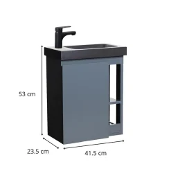 Lave-Mains|Mob-In Ensemble lave-mains HAMPTON avec rangement latéral et robinet noir