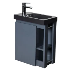 Lave-Mains|Mob-In Ensemble lave-mains HAMPTON avec rangement latéral et robinet noir