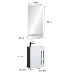 Lave-Mains|Mob-In Ensemble lave-mains HAMPTON avec robinet chromé et miroir