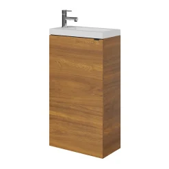 GoodHome Ensemble lave-mains l.45 cm meuble à poser Imandra décor noyer + plan vasque résine blanc