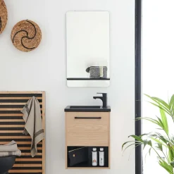 Lave-Mains|Mob-In Ensemble lave-mains NIKA avec niche, robinet et miroir tablette