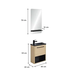 Lave-Mains|Mob-In Ensemble lave-mains NIKA avec niche, robinet et miroir tablette