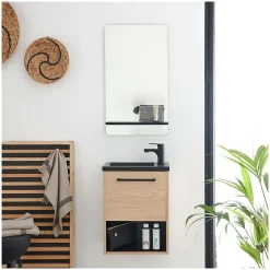 Mob-In Ensemble lave-mains NIKA avec niche et miroir tablette