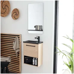 Mob-In Ensemble lave-mains NIKA avec niche et miroir tablette