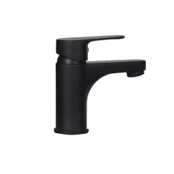 Mob-In Ensemble lave-mains NOVA métal et bois avec robinet noir et miroir ovale