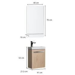 Mob-In Ensemble lave-mains suspendu NEVADA avec robinet et miroir