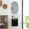 Mob-In Ensemble lave-mains suspendu NEVADA avec robinet noir et miroir ovale