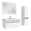 Ensemble Meuble De Salle De Bains|AICA Sanitaire Ensemble meuble + vasque + miroir lumineux + colonne 80cm meuble salle de bain Blanc