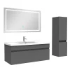 AICA Sanitaire Ensemble meuble + vasque + miroir lumineux + colonne 100cm meuble salle de bain Anthracite