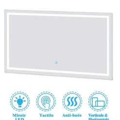 AICA Sanitaire Ensemble meuble + vasque + miroir lumineux + colonne 100cm meuble salle de bain Anthracite