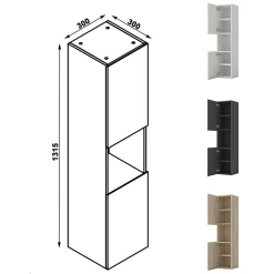 AICA Sanitaire Ensemble meuble blanc et vasque L.100cm 2 tiroirs + colonne haut + lavabo + miroir 80x60cm-suspendu