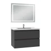 Ensemble Meuble De Salle De Bains|AICA Sanitaire Ensemble meuble de salle de bain avec tiroirs 80cm, vasque céramique et LED miroir, anthracite