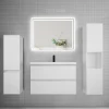 Ensemble Meuble De Salle De Bains|AICA Sanitaire Ensemble meuble de salle de bains 80cm, simple vasque et colonne et LED miroir,blanc
