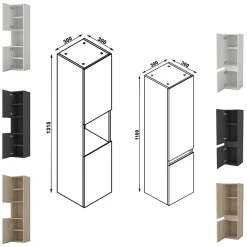 AICA Sanitaire Ensemble meuble de salle de bains 80cm, simple vasque et colonne et LED miroir rectangulaire,blanc