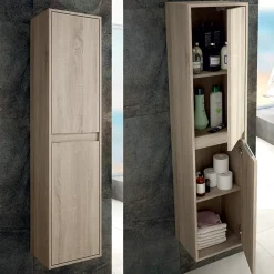 Cosyneo Ensemble meuble de salle de bain 120cm vasque déportée + colonne de rangement OLYMPE - cambrian (chêne)