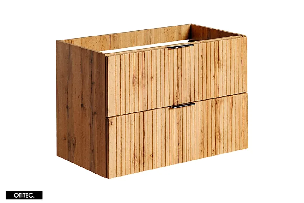 Otitec Ensemble meuble de salle de bain de 80 cm - avec plan - avec vasque - avec Miroir - LIVA OAK