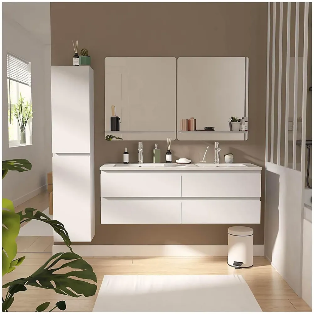 Mob-In Ensemble meuble double vasque SORRENTO 120cm avec plan céramique