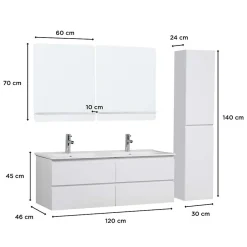 Mob-In Ensemble meuble double vasque SORRENTO 120cm avec plan céramique